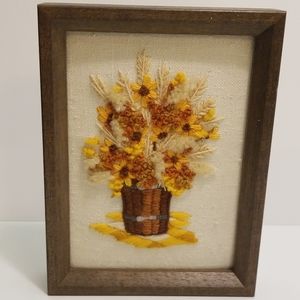 Vintage Boho Cross stitch Flower Picture
